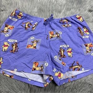 Vintage Y2K Pooh Bear Tigger Disney Purple Sleep Shorts Cotton